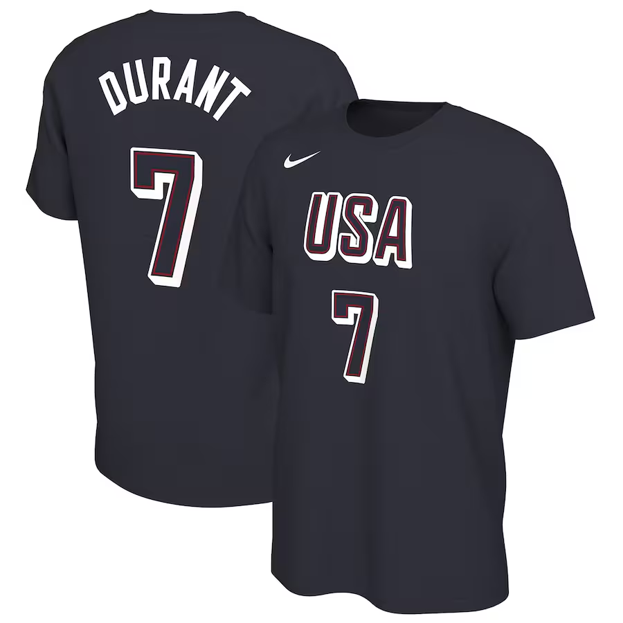 Men 2024 Paris Olympics USA basketball 7 Durant black T shirts